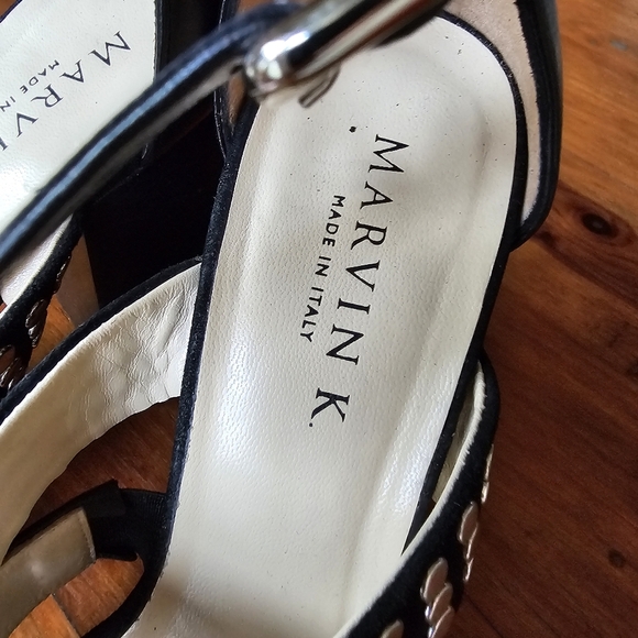 Marvin K Women's Black Leather Studded Sandals Size 8 designer, made in Italy - Picture 4 of 8